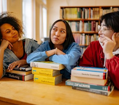 Students in the library
